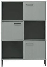 vidaXL Βιβλιοθήκη OSLO Γκρι 90x35x128,5 εκ. Μασίφ Ξύλο με Μετ. Πόδια