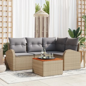 vidaXL Σετ Καναπέ Κήπου 5 pcs Beige, ανοιχτό γκρι Μεσαίο Ρατάν, Ατσάλι