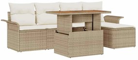 vidaXL Σετ Καναπέ Κήπου με αποθήκευση 6 pcs Μπεζ Πολυ ράταν