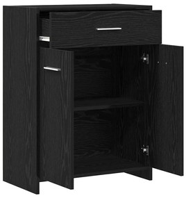 vidaXL Ντουλάπι Μπάνιου Μαύρη Οξυά 60 x 33 x 80 εκ. Μασίφ ξύλο δρυός