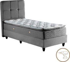 Κρεβάτι μονό Punto pakoworld ανθρακί βελούδο 90x200εκ