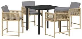 vidaXL Σέτ φαγητού για κήπο 5 pcs Μπεζ συνθετικό ρατάν