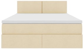 vidaXL LED Κρεβάτι αποθήκευσης με στρώμα Κρέμ 140 x 200 cm Ύφασμα