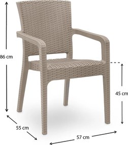 Πολυθρόνα πολυπροπυλενίου Clio Megapap recycled χρώμα cappuccino 57x55x86εκ.