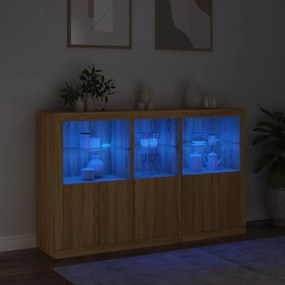vidaXL Μπουφές με Φώτα LED Sonoma Δρυς 162 x 37 x 100 εκ.