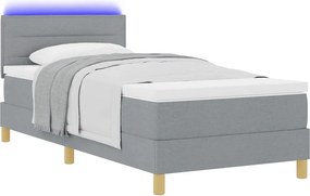 vidaXL LED Κρεβάτι με βάθρο Ανοιχτό γκρι 80 x 200 cm ύφασμα