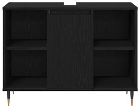 vidaXL Σετ Επίπλων Μπάνιου με ράφι 3 pcs Μαύρη Οξυά 30 x 30 x 180 cm