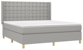 Κρεβάτι Boxspring με Στρώμα &amp; LED Αν.Γκρι 180x200εκ. Υφασμάτινο - Γκρι