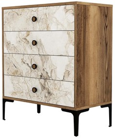 Συρταριέρα Lizbon 845HCT1203 76x40x90,7cm Marble Effect White-Walnut