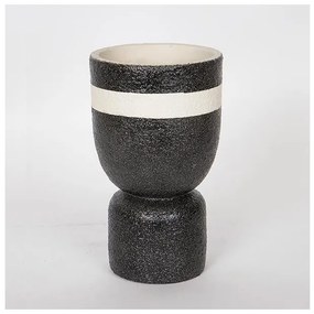 Κασπώ Τσιμέντο Μαύρο &amp; Άσπρο 14x14x24cm 752-18033 Estheti-752-18033-Μαύρο-Λευκό 752-18033