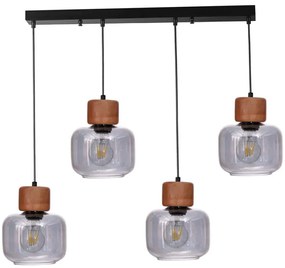 Φωτιστικό Οροφής - Ράγα 534LUN6198 65x15x80cm 4xE27 40W Black-Oak Opviq