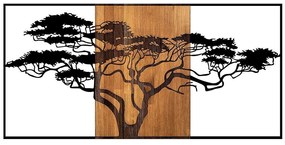 Διακοσμητικό Τοίχου Acacia Tree 899SKL2315 147x3x70cm Black-Walnut Wallity Μέταλλο,Ξύλο