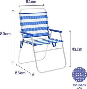 πτυσσόμενη καρέκλα Marbueno Ρίγες Μπλε Λευκό 52 x 80 x 56 cm