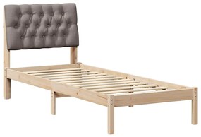 vidaXL Σκελετός Κρεβατιού με Επενδεδυμένο Κεφαλάρι Καφέ 75 x 190 cm