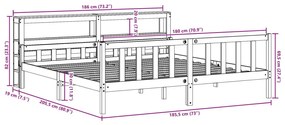 Πλαίσιο Κρεβατιού με Κεφαλάρι 180x200 εκ Μασίφ Ξύλο Πεύκου - Καφέ