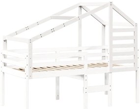 vidaXL Οροφή Κρεβατιού Παιδική Λευκό 198x87x113 εκ. Μασίφ Ξύλο Πεύκου