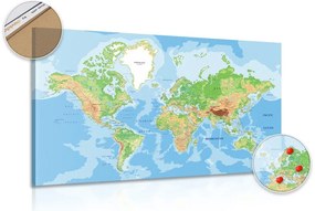 Εικόνα σε έναν κλασικό παγκόσμιο χάρτη από φελλό - 120x80