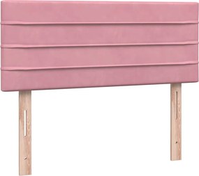 vidaXL Box Spring κρεβάτι με στρώμα ροζ 120x220 cm Βελούδινο