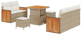vidaXL Σετ Καναπέ Κήπου με μαξιλάρι με αποθήκευση Μπεζ Πολυ ράταν