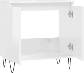 vidaXL Ντουλάπι Μπάνιου Γυαλ. Λευκό 58 x 33 x 60 εκ. από Επεξεργ. Ξύλο