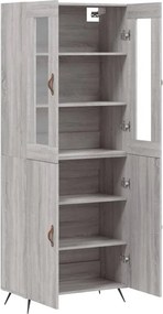vidaXL Ντουλάπι Γκρι Sonoma 69,5 x 34 x 180 εκ. Επεξεργασμένο Ξύλο