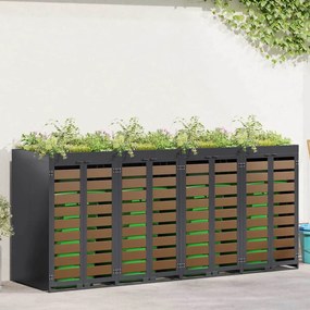 vidaXL Αποθήκη τροχήλατου κάδου για 4 κάδους Ατσάλι Ανθρακί
