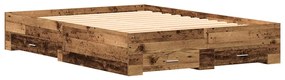 vidaXL Κρεβάτι με Συρτάρια Παλαιό ξύλο 140 x 190 cm Επεξεργασμένο ξύλο