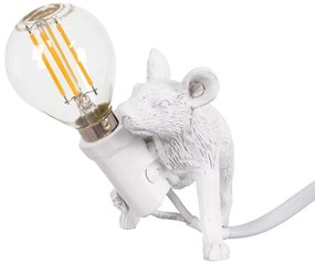 GloboStar® MOUSE 00676 Vintage Επιτραπέζιο Φωτιστικό Πορτατίφ Λαμπατέρ Μονόφωτο με Ντουί 1 x E14 AC 230V Λευκό Πλαστικό Μ13 x Π4 x Υ7cm