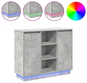vidaXL Σκορπιός με LED Γκρι Σκυρόδεμα 90x32x75 εκ. Επεξεργασμένου Ξύλου