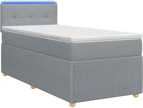 vidaXL Κρεβάτι box spring με στρώμα Ανοιχτό γκρι 90 x 200 cm Ύφασμα