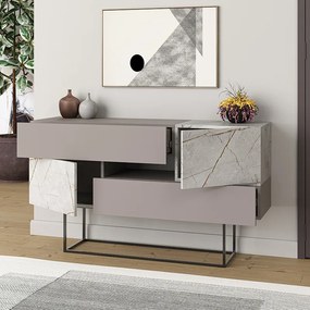 Μπουφές Roberta  μόκα με γκρι-μπεζ μαρμάρου 145x40x82εκ