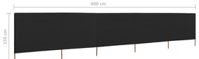 vidaXL Προστατευτικό Αέρα με 5 Πάνελ Μαύρο 600 x 120 εκ. Υφασμάτινο