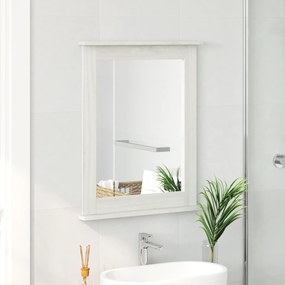 vidaXL Καθρέφτης με καθρέφτη Λευκό 55,5 x 5 x 70 εκ Μασίφ ξύλο πεύκου