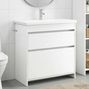 vidaXL Σετ Επίπλων Μπάνιου Λευκό 81 x 40 x 84,5 εκ Επεξεργασμένο Ξύλο