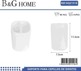Θήκες οδοντόβουρτσας πλαστικές σε σετ 5Χ - White - 21518