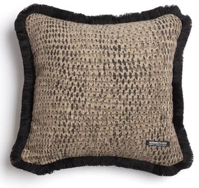 Μαξιλαροθήκη Διακοσμητική Ismaros Trimming Beige-Black Aslanis Home 45X45 Βαμβάκι-Chenille