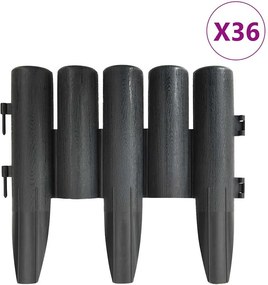 vidaXL Μπορντούρες Γκαζόν 36 τεμ. Ανθρακί 10 μ. από Πολυπροπυλένιο