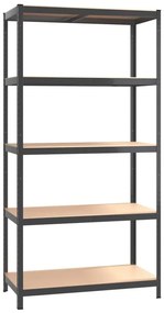 HOME USE μεταλλική ραφιέρα HUH-0199 με 5 ράφια, 90x40x180cm, μαύρη