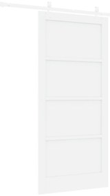 vidaXL Συρόμενη Πόρτα με Σετ Λαβών Λευκή 93x202 εκ. Από Συμπαγές Ξύλο Πεύκου