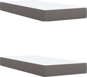 vidaXL Κρεβάτι Boxspring με Στρώμα Γκρι 200x200 εκ. Συνθετικό Δέρμα