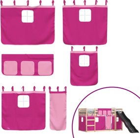 vidaXL Κουκέτα με Τσουλήθρα και Κουρτίνες Ροζ 90x190 εκ.