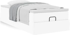 vidaXL Οθωμανικό κρεβάτι με στρώμα Λευκό 80x200cm Faux Leather