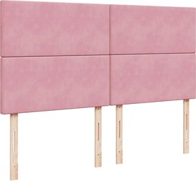 vidaXL Κρεβάτι Boxspring με Στρώμα Ροζ 200x200 εκ. Βελούδινο