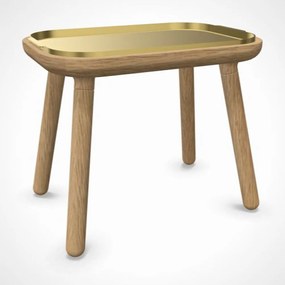 Τραπεζάκι Ψηλό Paff 5610C5610-2C5619 50x35x43cm Oak Plated Brass Umage
