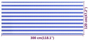 vidaXL Διαχωριστικό Βεράντας Μπλε / Λευκό 120x300 εκ. από HDPE
