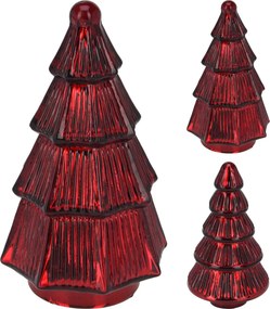 JK Home Décor - Δέντρο από Γυαλί Κόκκινο 11x19cm 2Σχδ