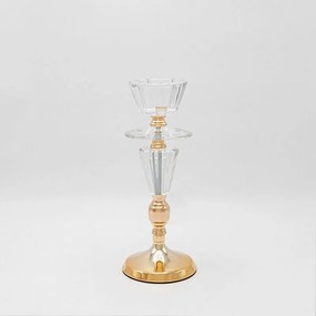Κηροπήγιο Ρεσώ Μεταλλικό Με Γυαλί 819-00237 11x30cm Gold-Clear Estheti Home Μέταλλο,Γυαλί