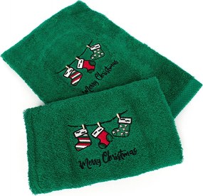 Χριστουγεννιάτικες Πετσέτες (Σετ 2τμχ) Dimcol Christmas Socks Green