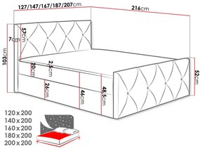 Επενδυμένο κρεβάτι Crystal Lux-Ladi-140 x 200 εκ.