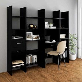 vidaXL Βιβλιοθήκη Μαύρη 60 x 35 x 180 εκ. από Επεξ. Ξύλο